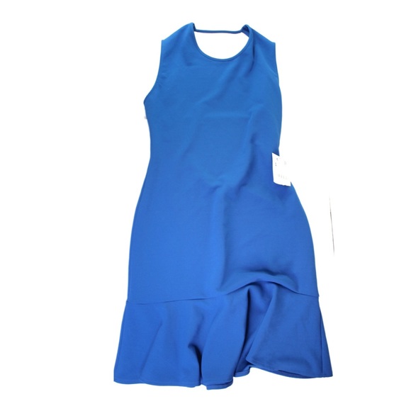 Zara NWT Electric Blue Open Back Dress with Ruffle and Frill Skirt Hem Small - Picture 2 of 12